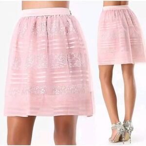 Bebe Y2K Pink Lace Overlay Womens 4 Skirt Magnolia Frost Coquette Mesh Fairy NEW